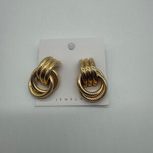 Gold Tone Knot Circular Statement Earrings